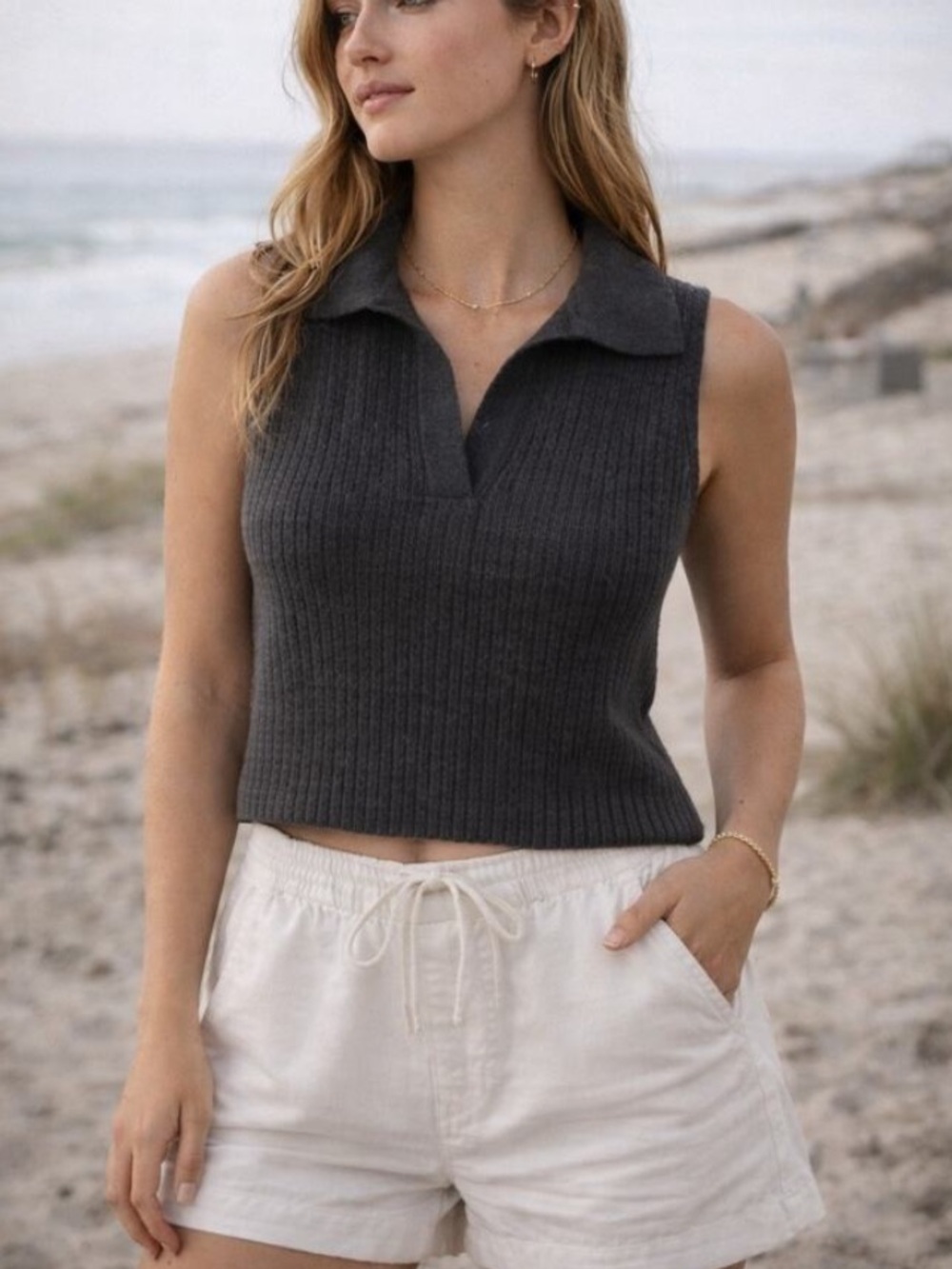 Marine Layer Collared Sleeveless Sweater Tank